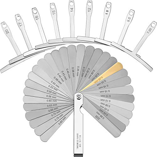 9 Understring Radius Gauge Luthier Tools 32 Blades Feeler Gauge Dual Marked Metric and Imperial Gap Measuring Tool for Guitar and Bass Setup (Set 1)