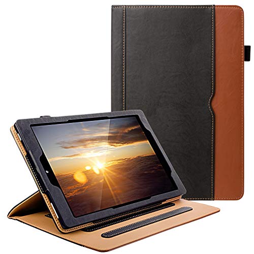 Book Cover Grifobes All New Kindle Fire HD 10 Tablet (9th/7th Generation,2019/2017 Released) Cover Case with Card Slots, 360 Protection Multi-Angle Viewing Stand Auto Sleep/Wake for Fire HD10 - Black/Brown