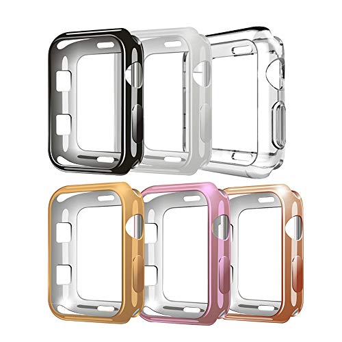 Book Cover [6Pack] Compatible with Apple Watch Case 38mm,TPU Protective Case Scratch-Resistant Bumper Compatible for Apple Watch Series 3 Series 2 Series 1 (6Pack, 38mm)
