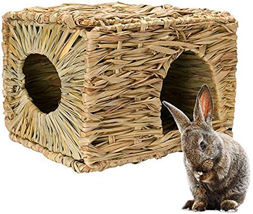 Book Cover MODEMODE Natural Seagrass Mat Bed Hideaway Toy, Hand Woven for Rabbit Guinea Pig Chinchilla Ferret