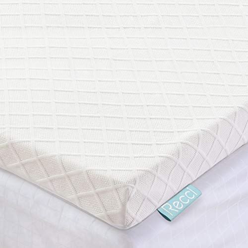 Book Cover Recci 3in Memory Foam Mattress Topper Twin, Pressure-Relieving Bed Topper, Memory Foam Mattress Pad with Hypoallergenic Bamboo Cover - Removable & Washable, CertiPUR-US (Twin Size)