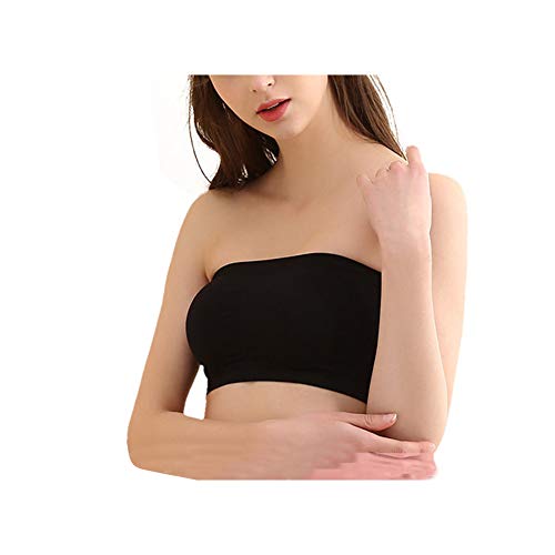 diwollsam Women's Padded Strapless Bra, Summer Wire-Free Lace Fashion Bandeau Tube Top Sport Everyday Bra,1/2/3 Pack