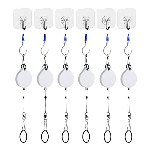 KIWI design 6 Packs Retracable VR Cable Managment | Ceiling Suspension System Compitable with Vive/Vive Pro Virtual Reality/Oculus Rift/Playstation VR/Microsoft MR VR Accessories (White)