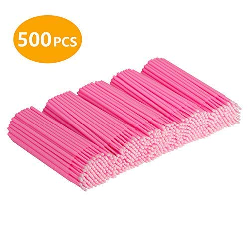 Book Cover Cuttte 500 PCS Disposable Micro Applicators Brushes Latisse applicator for Eyelashes Extensions and Makeup Application (Head Diameter: 2.0mm)