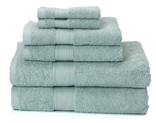 Book Cover Ariv Collection Premium Bamboo Cotton 6-Piece Towel Set (2 Bath Towels, 2 Hand Towels and 2 Washcloths) - Natural, Ultra Absorbent and Eco-Friendly (Duck Egg)