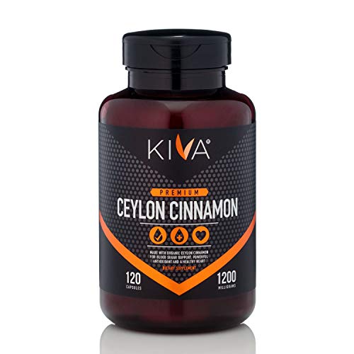 Kiva Ceylon Cinnamon Powder Capsules (120 Veggie Capsules), Made from Freshly Grounded Organic, Non-GMO Cinnamon (Anti-inflammatory, Blood Sugar, Antioxidant)