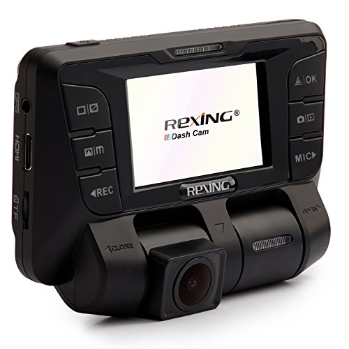 Rexing V2 Front + Back Dual Camera 1080p Full HD Wi-Fi Ultra Wide Angle LCD Screen Car, Uber, Taxi Dash Cam