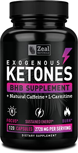 Keto BHB Exogenous Ketones Pills (2720mg | 120 Capsules) Keto Pills w. goBHBÂ® Salts, Natural Caffeine & L-Carnitine - Keto BHB Capsules Beta Hydroxybutyrate for Ketosis Keto Vitamins Keto Salts