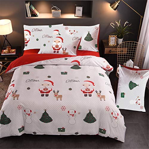 A Nice Night Christmas Deer Printed Bedding Sets Quilt Cover Set No Comforter (Christmas-Style 02, Queen)