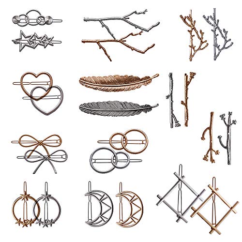 24 Pieces Minimalist Dainty Hair Clip for Women, Tree Branch Gold Silver Metal Hair Barrettes, 13 Styles Hollow Geometric Hair Pins Hair Accessories by fani