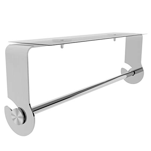 SMARTAKE Paper Towel Holder with Adhesive Under Cabinet, Wall Mounted & No Drilling, Removable SUS304 Stainless Steel for Home Kitchen, Easy Tear, Silver