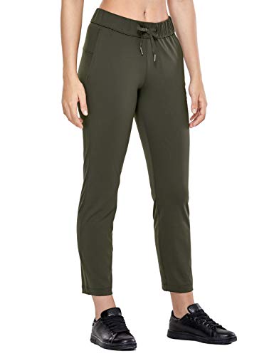 CRZ YOGA Women's Stretch Lounge Work Ankle Pants Drawstring 7/8 Track Pants with Pockets-28 inches