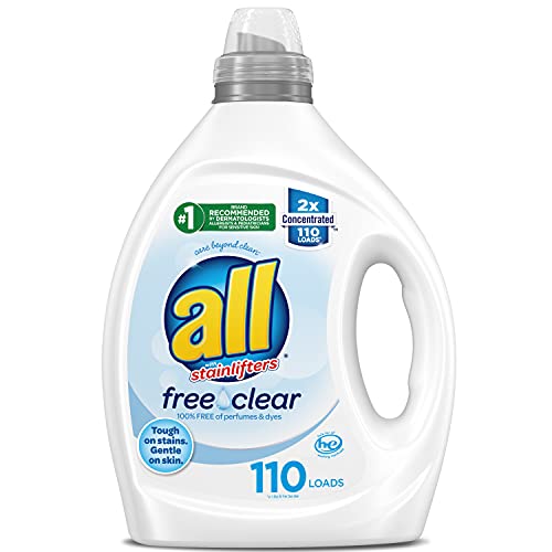Book Cover all Liquid Laundry Detergent, Clear for Sensitive Skin, 2X Concentrated, 110 Loads