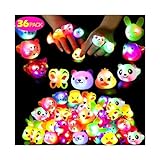 Mikulala 36 Pack Light Up Rings Glow in The Dark Party Supplies, Light up Party Favors, Goodie Bag Stuffers, Birthday Valentines Party Favors Classroom Prizes Cute Animal Treasure Box for Kids