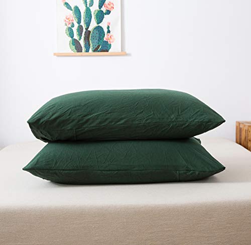 Book Cover Household 100% Jersey Cotton Queen Size Pillowcase 20â€x30â€-Light Weight, Comfortable, Extremely Durable Set of 2 (Dark Green, Standard Pillowcases)