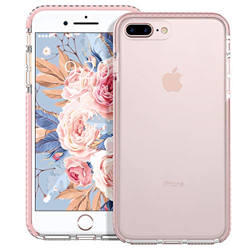MATEPROX iPhone 8 Plus Case iPhone 7 Plus Case Clear Shield Heavy Duty Anti-Yellow Anti-Scratch Shockproof Cover Compatible with iPhone 8p/7p (Pink)