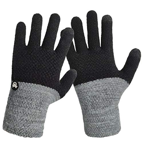 LETHMIK Duotone TouchScreen Winter Gloves,Mens&Womens Unique Knit Warm Gloves with Warm Wool Lining