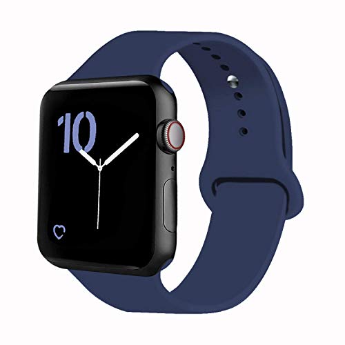 Book Cover VATI Sport Band Compatible for Apple Watch Band 38mm 40mm, Soft Silicone Sport Strap Replacement Bands Compatible with 2019 Apple Watch Series 5, iWatch 4/3/2/1, 38MM 40MM M/L (Midnight Blue)