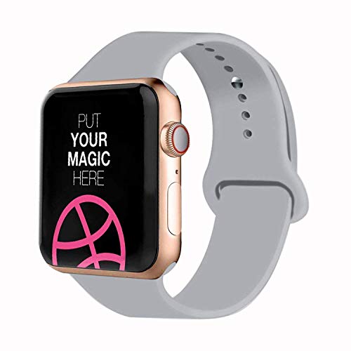 VATI Sport Band Compatible for Apple Watch Band 38mm 40mm, Soft Silicone Sport Strap Replacement Bands Compatible with 2019 Apple Watch Series 5, iWatch 4/3/2/1, 38MM 40MM M/L (Fog)