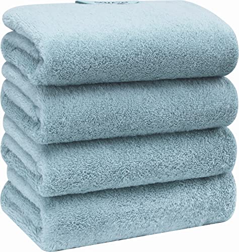 SEMAXE Hand Towel, 100% Cotton Towel Set for Bathroom, Soft and Highly Absorbent Towel, Hotel & Spa Quality, 16”x 27”(Ice Lake Blue) Blue 4 Piece Hand Towel