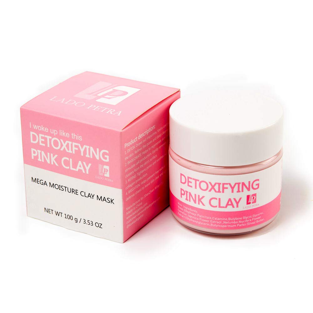 LADO PETRA Australian Pink Clay Mask for Face and Body, Purifying Dead Sea Mud Face Mask for Acne, Blackheads and Oily Skin, 3.53 Ounce for Valentine's Day Gift