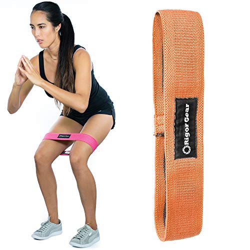 WODSuperStore Skinny Fabric Booty Bands - Resistance Bands for Legs & Butt - Mini Resistance Loops - Tone It Up Hip Circle - Tones Glutes, Thighs & Hips (Coral, Heavy Resistance)