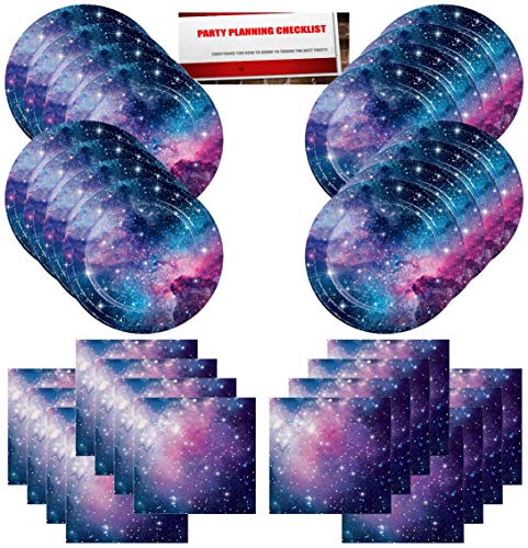 Galaxy Stars Universe Outer Space Party Supplies Bundle Pack for 16 Guests (Plus Party Planning Checklist by Mikes Super Store)