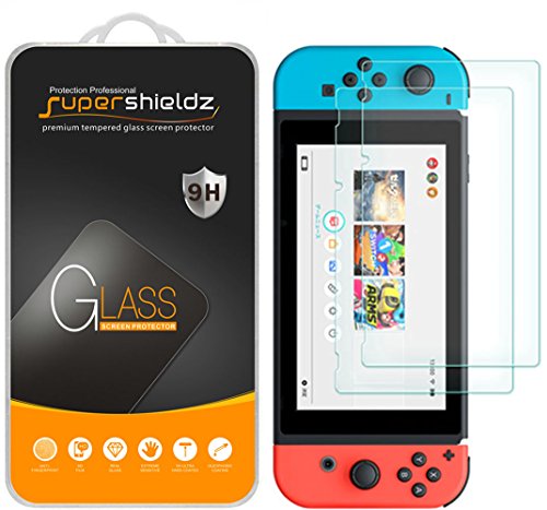 (2 Pack) Supershieldz for Nintendo Switch Tempered Glass Screen Protector, Anti Scratch, Bubble Free