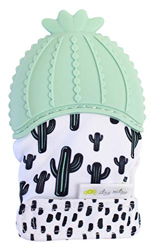 Book Cover Itzy Ritzy Silicone Teething Mitt - Soothing Infant Teething Mitten with Adjustable Strap, Crinkle Sound and Textured Silicone to Soothe Sore and Swollen Gums, Cactus