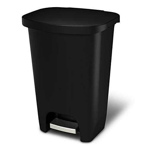 Book Cover GLAD GLD-74030 Plastic Step Trash Can with Clorox Odor Protection of The Lid | 13 Gallon, 50 Liter, Black