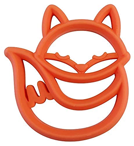 Itzy Ritzy Silicone Baby Teether – BPA-Free Infant Teether with Easy-to-Hold Design & Textured Back Side to Massage & Soothe Sore, Swollen Gums - Teething Toy for 3 Months & Up - Fox