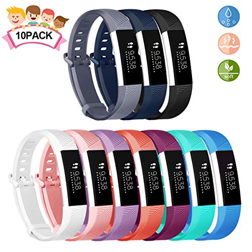 Book Cover JOMOQ Compatible Ace Bands (Only for Kids), Soft Silicone Sport Wrist Strap Waterproof Replacement with Secure Metal Buckle for Ace/Alta HR Activity Tracker Boy Girl (5.0