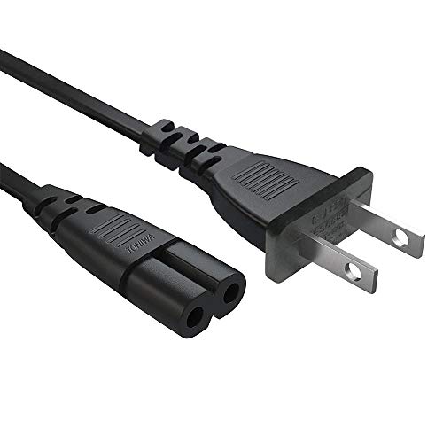 6FT 2 Prong Power Cord Cable Compatible TCL Roku Smart LED LCD HD TV [UL Listed]