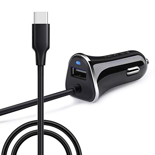 Book Cover USB-C Car Charger, 3.4A USB Type C Car Charger Adapter & Fast Charge Cable Cords Cargador Carro Lighter for Samsung Galaxy A22 5G A51 S21 S20 Note20 S10 S9 S8 Note 9, LG V50 v40 V30 G8 G7 Google Pixel