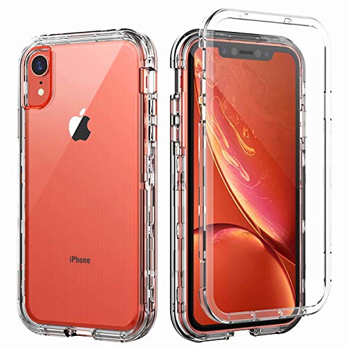 Book Cover SKYLMW Case for iPhone XR,Shockproof Three Layer Protection Hard Plastic & Soft TPU Sturdy Armor Protective High Impact Resistant Cover for iPhone XR 2018(6.1 inch) for Men/Women/Girls/Boys,Clear