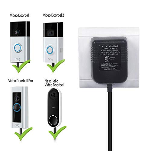 Book Cover HOLACA Power Adapter 20ft/6m, Video Doorbell Power Supply Compatible for Ring Video Doorbell, Ring Video Doorbell Pro,Ring Video Doorbell,Ring Video Doorbell 2,Nest Hello,Power Supply, Adapter.