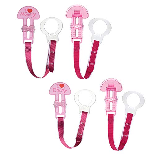 Book Cover MAM Pacifier Clip, Baby Pacifier Clips Universal Fit Bundle Value Pack, Girl, Pink
