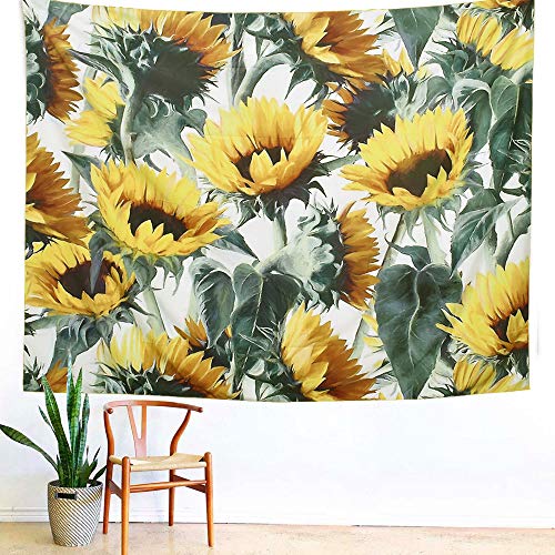 Book Cover ARFBEAR Sunflower Tapestry, Forever Wall Hanging Warm Golden Yellow and Green Wall and Home Decor 79x59 Inches (Large)