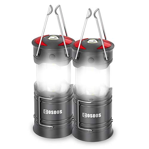 2 Pack Rechargeable LED Camping Lantern, COSOOS Portable Lantern Flashlight with Built in Battery, 4 Lighting Modes, Survival Kit for Emergency, Hurricane, Storm, Power Outage