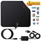 Book Cover 2018 Upgraded Version HDTV Antenna, HD Digital Indoor TV Antenna, 60-120 Miles Long Range with Amplifier Signal Booster for 1080P 4K Free TV Channels, Amplified 16ft Coax Cable