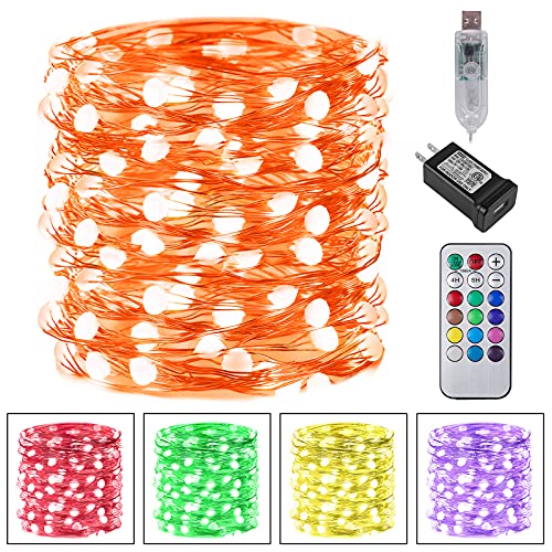 Book Cover Color Changing Fairy String Lights - 33Ft 100 LED Waterproof Firefly Twinkle Christmas Lights with USB Plug & Remote & Multicolor Light Modes for Craft, Bedroom, Wedding, Holiday Lights Decoration