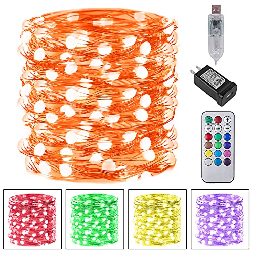 Color Changing Fairy String Lights - 33Ft 100 LED Waterproof Firefly Twinkle Christmas Lights with USB Plug & Remote & Multicolor Light Modes for Craft, Bedroom, Wedding, Holiday Lights Decoration