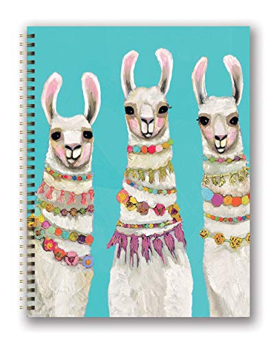 Studio Oh! Extra Large Hardcover Spiral Notebook Available in 6 Designs, Eli Halpin Boho Llamas
