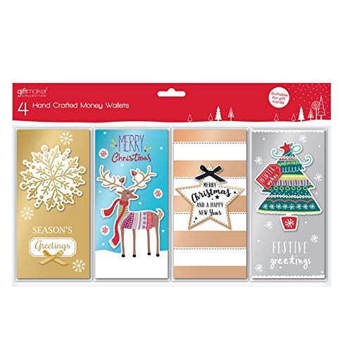 Lot de 4 cartes pour étrennes sur le thème de Noël