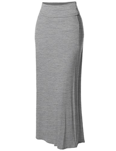 Women's Stylish Fold Over Flare Long Maxi Skirt - Made in USA