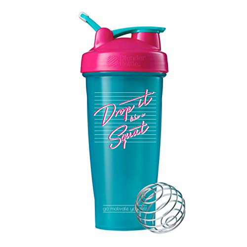Book Cover Drop it Like a Squat on BlenderBottle Brand Classic Shaker Cup, 28oz Capacity, Includes BlenderBall Whisk (Teal/Pink - 28oz)