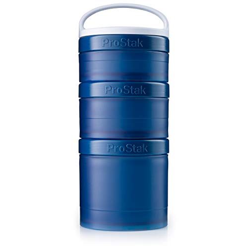 Book Cover BlenderBottle ProStak Twist n' Lock Storage Jars Expansion 3-Pak with Removable Handle, Navy