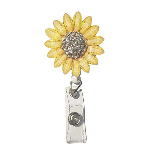 Surlove Sunflower Badge Reel with Alligator Clip Nurse ID Name Tag Badge Holder (Yellow)