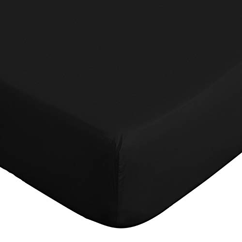 Book Cover LDC Queen Fitted Sheet Only - Brushed Microfiber 1800 Bedding - Deep Pocket Cooling Sheets up to 16 inch - Wrinkle, Fade & Shrinkage Resistant - 1 Fitted Bed Sheet (Black, Queen)