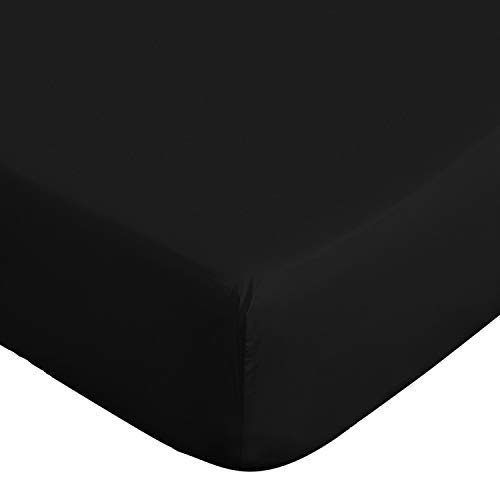 LDC Queen Fitted Sheet Only - Brushed Microfiber 1800 Bedding - Deep Pocket Cooling Sheets up to 16 inch - Wrinkle, Fade & Shrinkage Resistant - 1 Fitted Bed Sheet (Black, Queen)